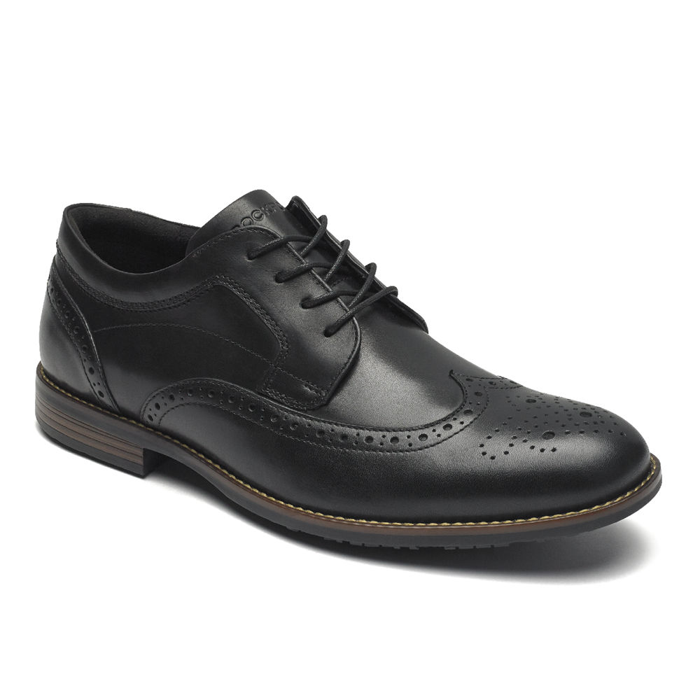 Sapatos Lace Ups Rockport Homem Pretas - Dustyn Wingtip - 32965WOLE